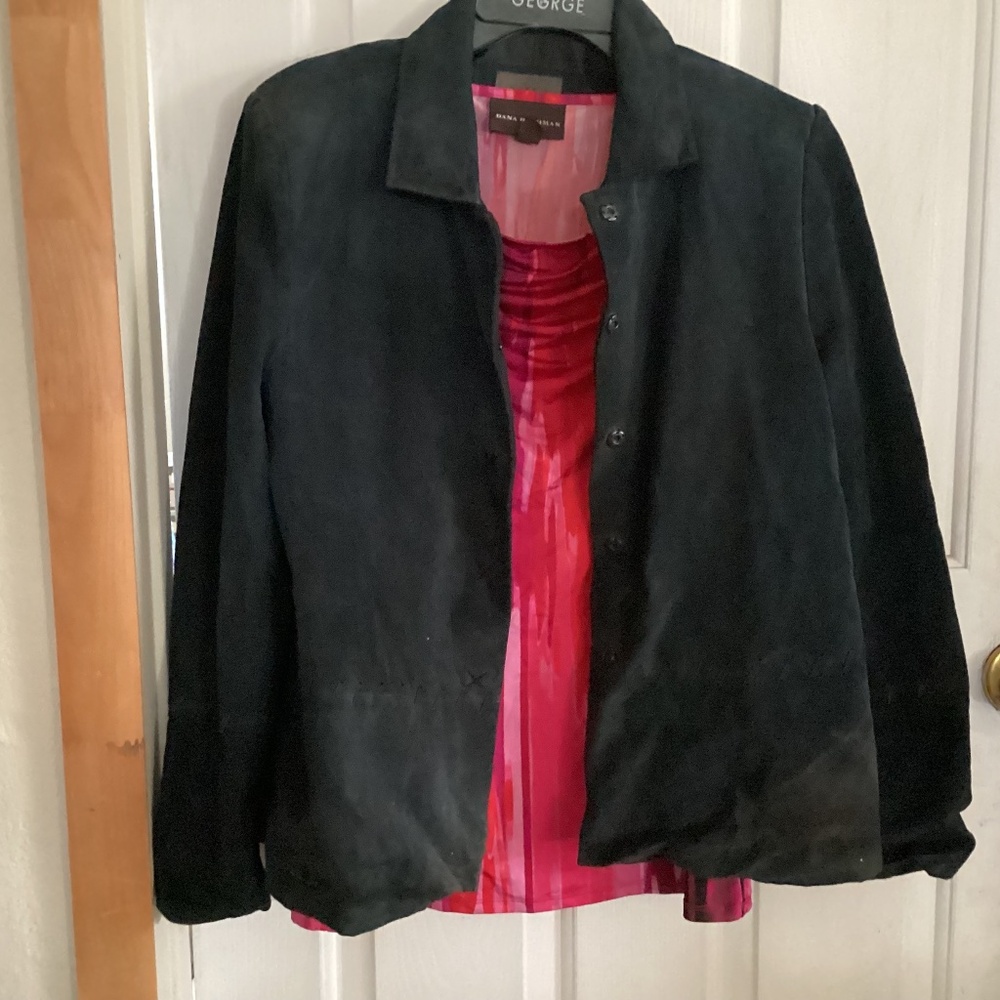 Leather jacket car coat black JR outfit Size 12 vintage 1990